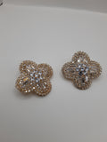 Four-leaf clover cubic zirconia & rhinestone sparkling female earrings
