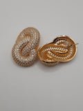 Knotted cubic zirconia stud hypoallergenic statement earrings