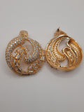 Crescent gold-plated zirconia dangle statement female earrings