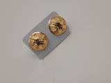 Round with compass rose-like stripe hypoallergenic stud earrings