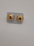 Round with compass rose-like stripe hypoallergenic stud earrings