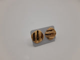 Gold-toned striped round hypoallergic modern stud fashion earrings