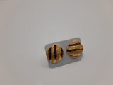 Gold-toned striped round hypoallergic modern stud fashion earrings