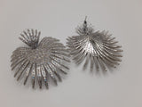 Silver Sunburst female statement dangle earrings