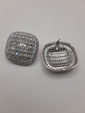 Square iced zirconia stud statement women earrings