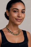 Vintage Style Black & Gold Geometric Female Jewelry Set - Necklace, bracelet & Earrings