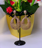 Large cubic zirconia gold-plated hoop female earrings