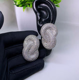 Knotted cubic zirconia stud hypoallergenic statement earrings