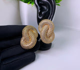 Knotted cubic zirconia stud hypoallergenic statement earrings