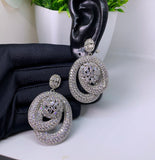 Gold-plated female zirconia circle statement hypoallergenic earrings
