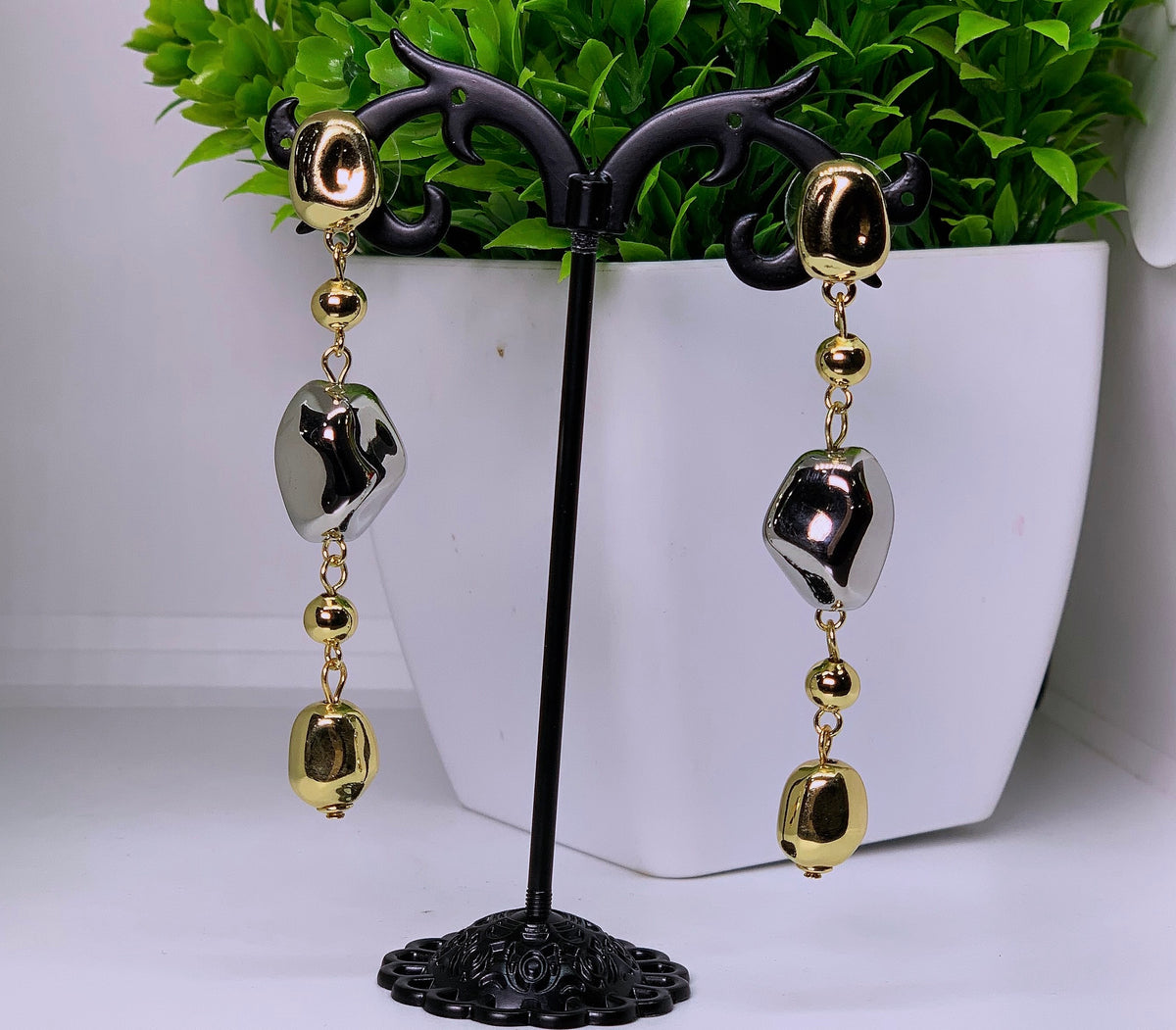 Two-tone drop durable female earrings