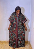 Africa Ankara Print Boubou Dark Colour Palette V-neckline gown